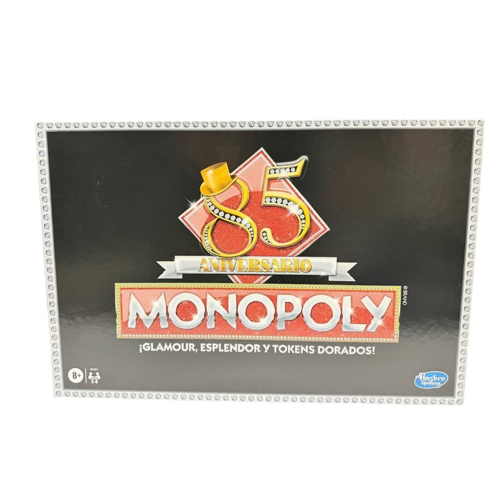 Hasbro Monopoly 85th Anniversary Edition Spanish Board Game 8 Golden Tokens NEW